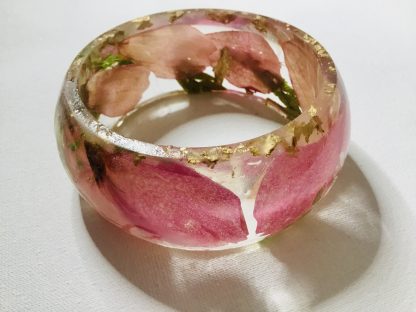 Pink Meadow Resin Bangle – Real Pink Petals & Grass