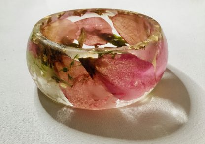 Pink Meadow Resin Bangle – Real Pink Petals & Grass