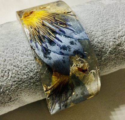 Enchanted Waterlily & White Moss Resin Bangle