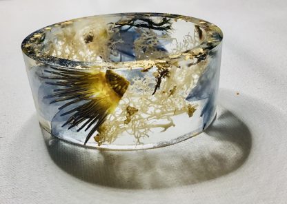 Enchanted Waterlily & White Moss Resin Bangle