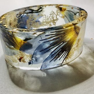 Enchanted Waterlily & White Moss Resin Bangle