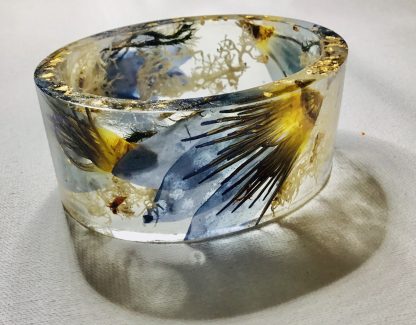 Enchanted Waterlily & White Moss Resin Bangle