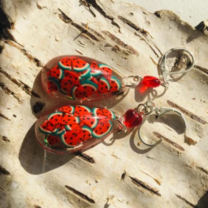 Crimson Watermelon Duo” – Handmade Watermelon Jewelry Set