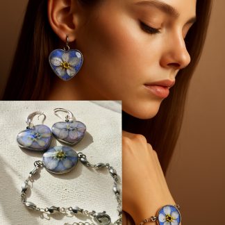 Starlit Harmony Jewelry Set | Real Amsonia Starflower in Eco Resin | Handmade Bracelet & Earrings