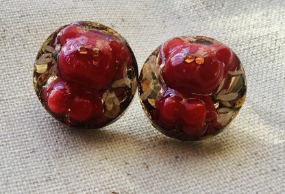 Handmade Teddy Bear Stud Earrings – Unique Resin Jewelry with Real Flowers