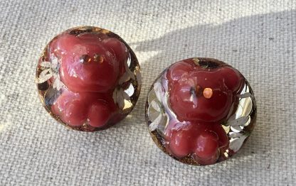 Handmade Teddy Bear Stud Earrings – Unique Resin Jewelry with Real Flowers