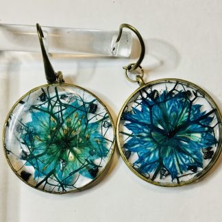Azure Petal Dreams – Real Flower Resin Earrings
