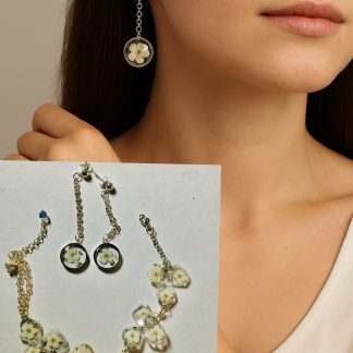 Plum Blossom Elegance – Resin Jewelry Set with Real Flowers