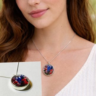 Petals of Light Pendant Necklace – Handmade Resin Flower Jewelry with Real Botanical Elements, Delicate Nature-Inspired Silver Necklace