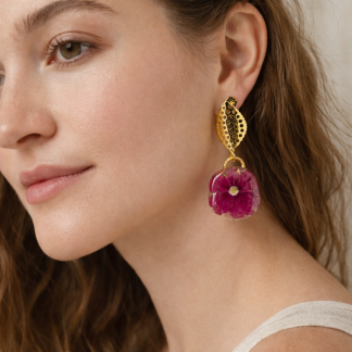 Sakura real flower earrings