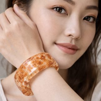 Golden Petal Whisper – Real Yellow Hydrangea & Pink Baby’s Breath Resin Bracelet