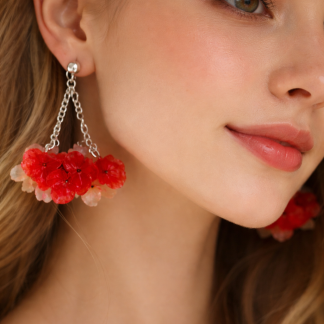 Real hortensia flowers earrings