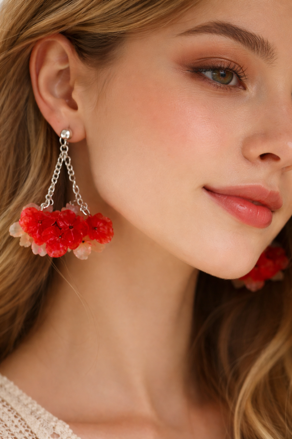 Real hortensia flowers earrings