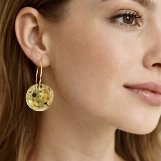 Mimosa Sunlight Real Mimosa Flower Resin Hoop Earrings