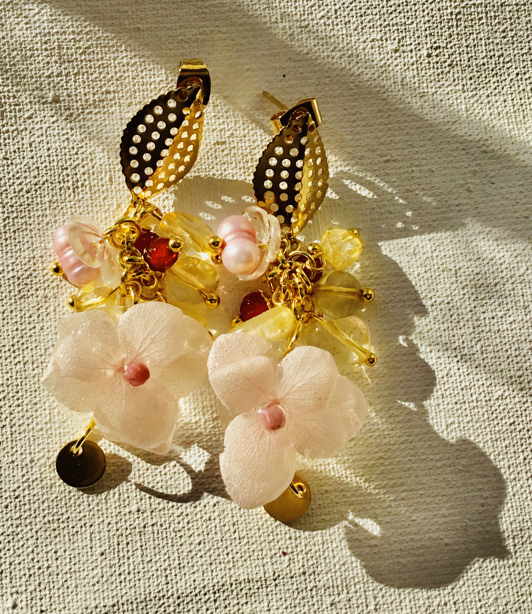 Pink Hydrangea Earrings – Handmade Botanical Jewelry