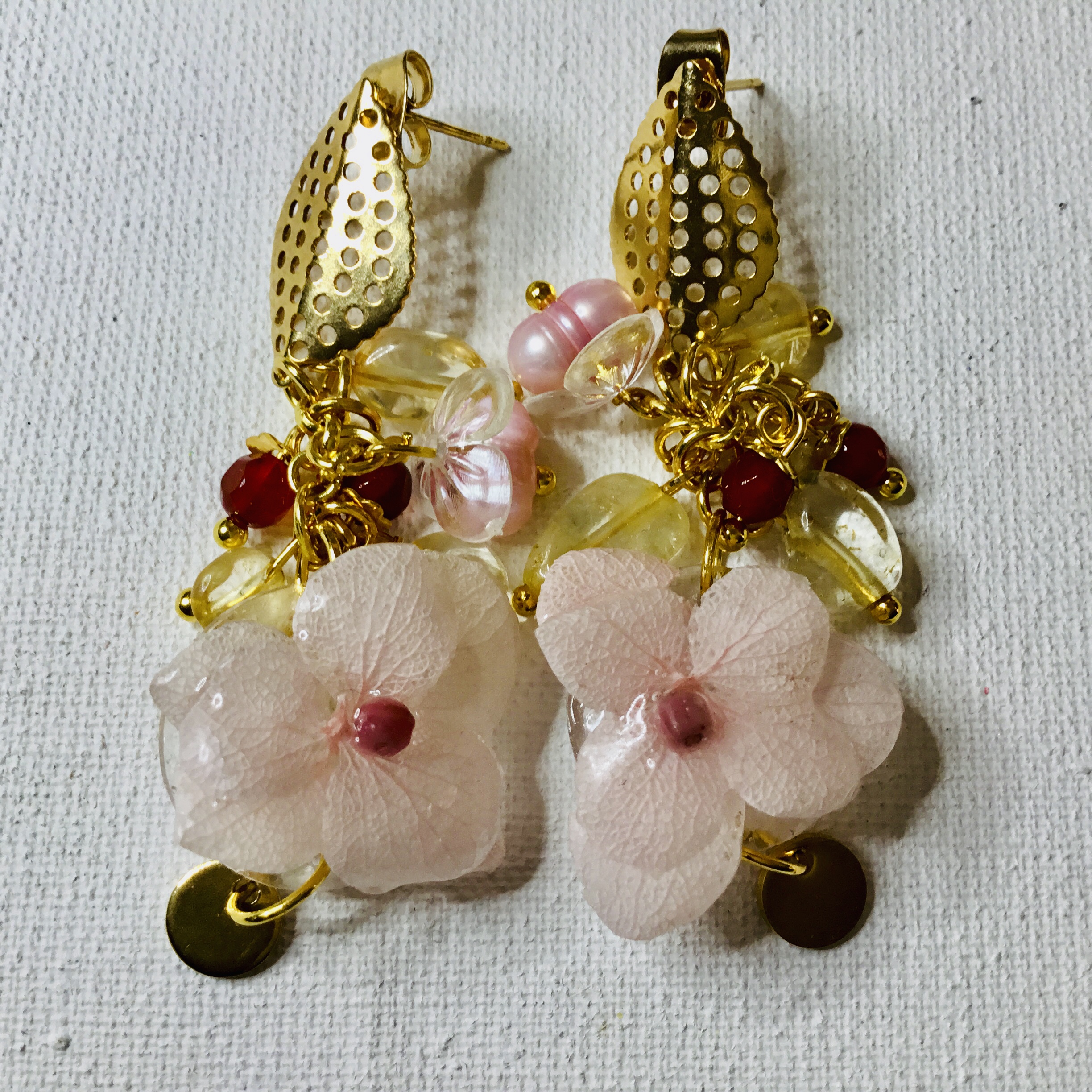 Pink Hydrangea Earrings – Handmade Botanical Jewelry - Image 3