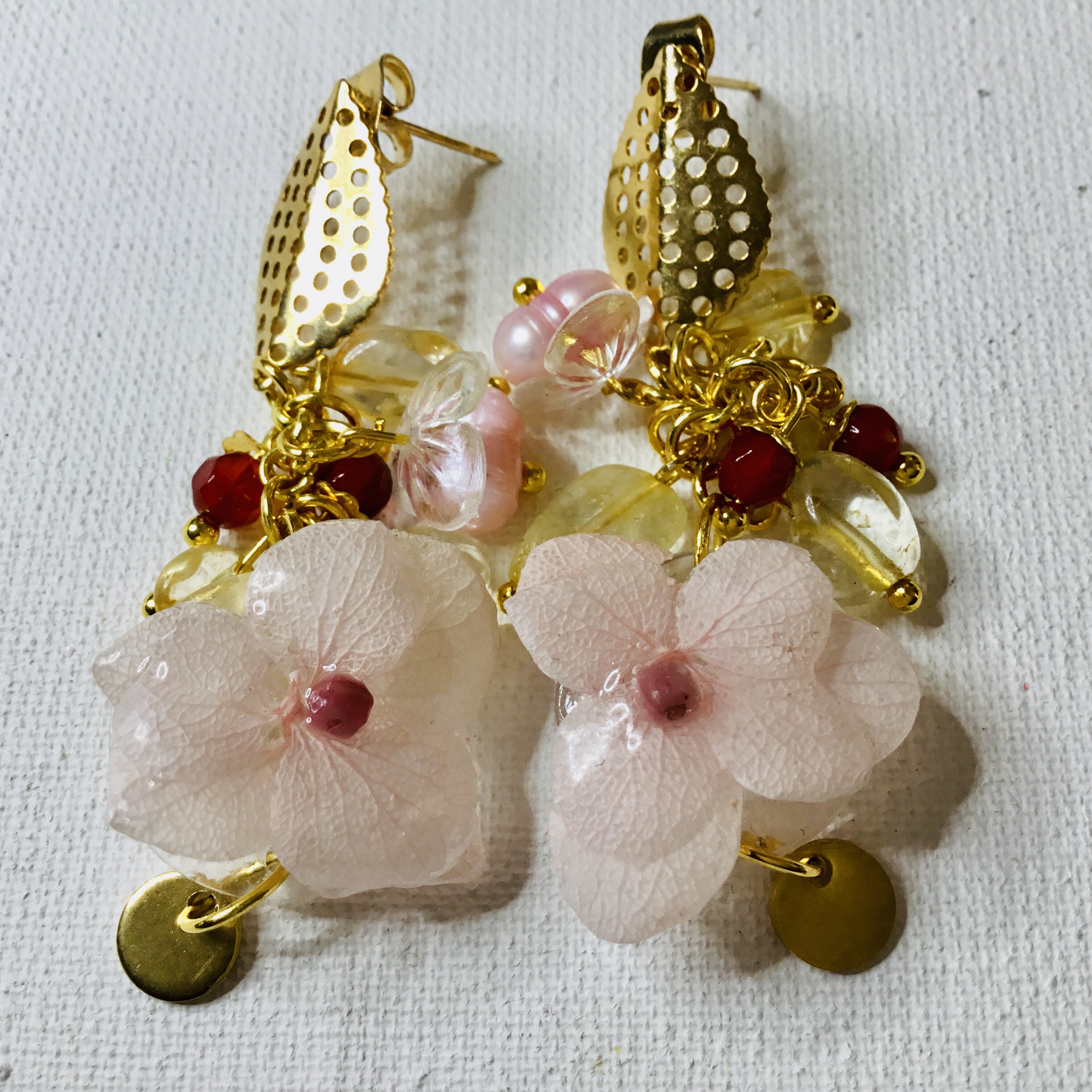 Pink Hydrangea Earrings – Handmade Botanical Jewelry - Image 2