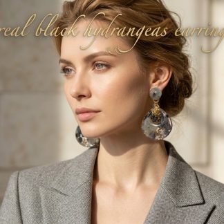 Black Hydrangea Earrings – Real Flower Resin Jewelry