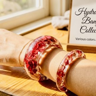 Real Hydrangea Resin Bangles – Handmade Floral Bracelets