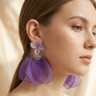 Real Hydrangea Statement Earrings, Chiffon Petal Floral Earrings