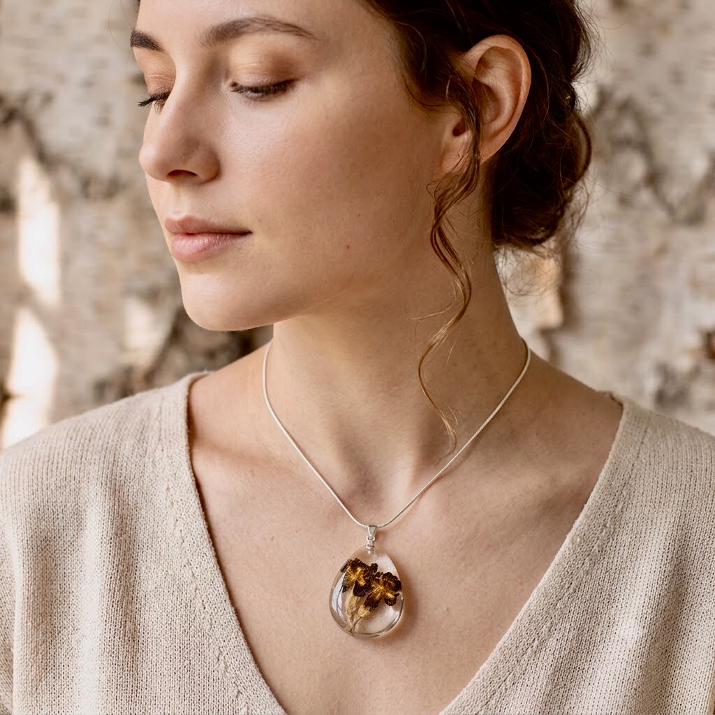 Real Violet Flower Pendant Necklace
