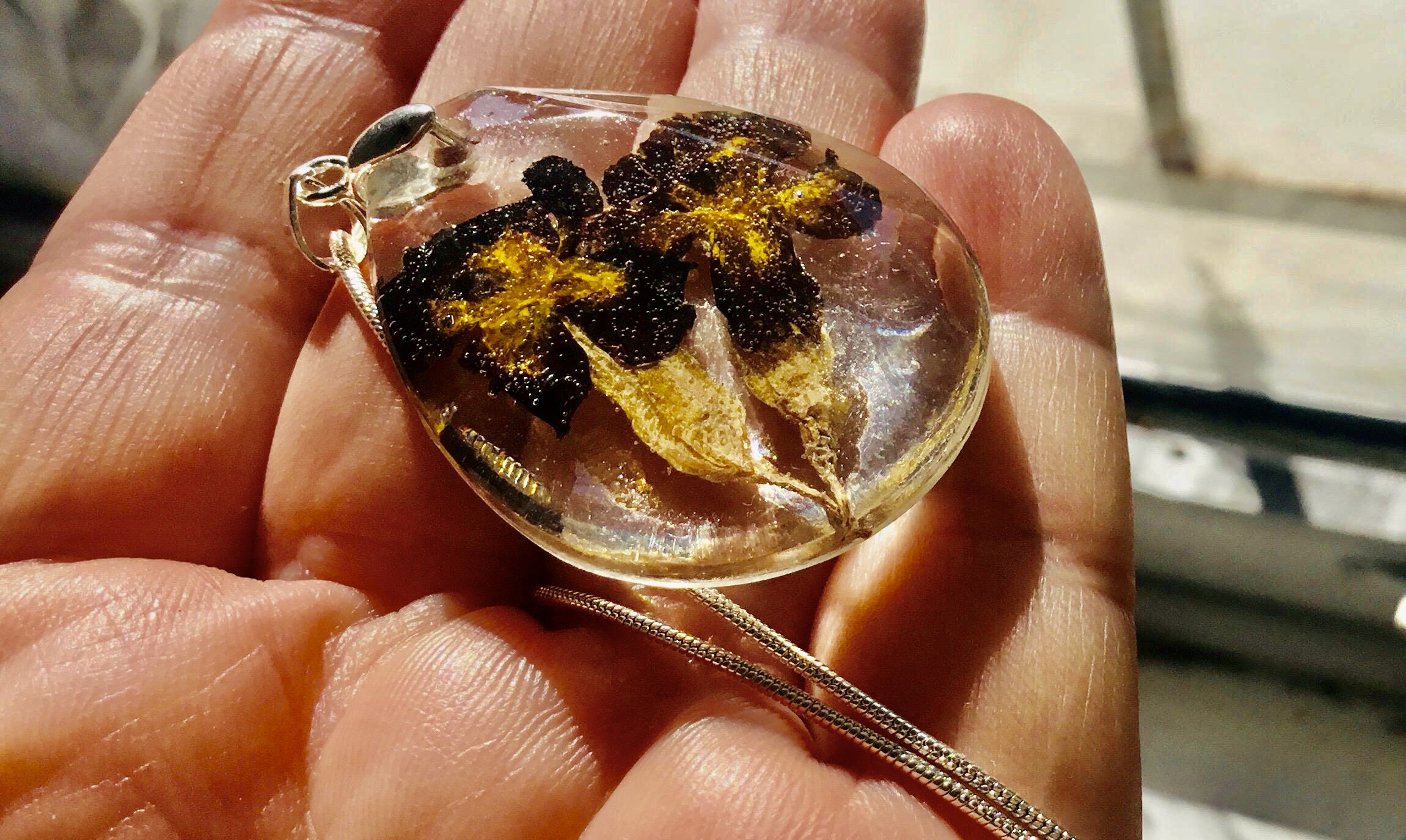 Real Violet Flower Pendant Necklace